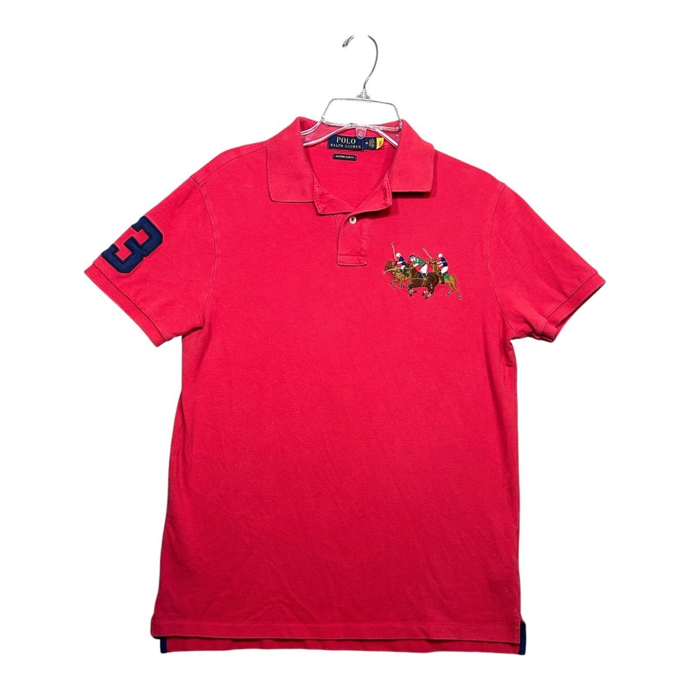 Polo Ralph Lauren Custom Slim Fit Red Short Sleeve Polo Shirt M triple pony logo